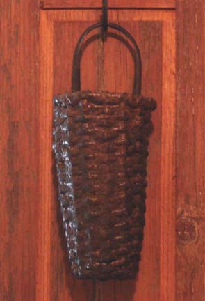 Brown/mustard rustic candle basket-